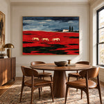 Crimson Range Companions - round table dining - western landscapes art painting