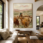 Homeward Through the Herd - living room hero - western landscapes art painting