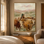 Homeward Through the Herd - bedroom - western landscapes art painting