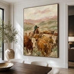 Homeward Through the Herd - dining room close - western landscapes art painting
