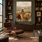 Homeward Through the Herd - library lounge - western landscapes art painting