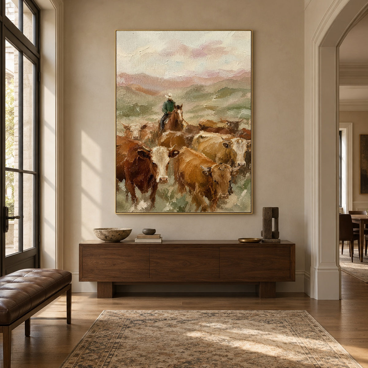 Homeward Through the Herd - entryway - western landscapes art painting
