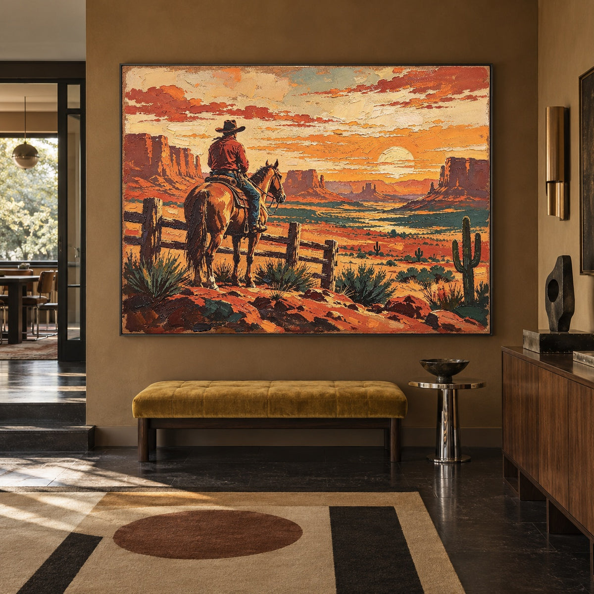 Last Light Outriders - modern entry - western landscapes art painting