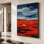 Solitary Crimson - oblique close view - western landscapes art painting