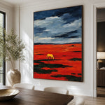 Solitary Crimson - dining room close - western landscapes art painting