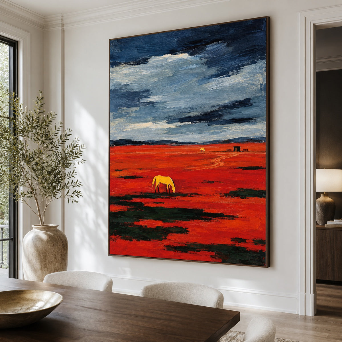 Solitary Crimson - dining room close - western landscapes art painting