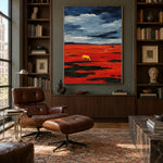 Solitary Crimson - library lounge - western landscapes art painting