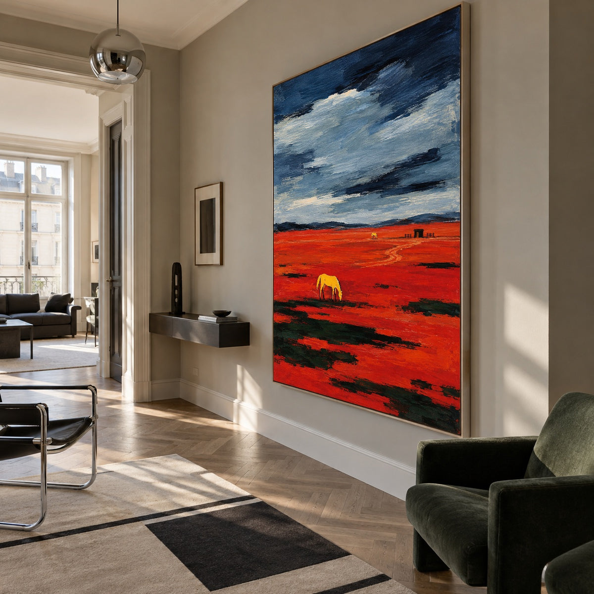 Solitary Crimson - modern living room - western landscapes art painting