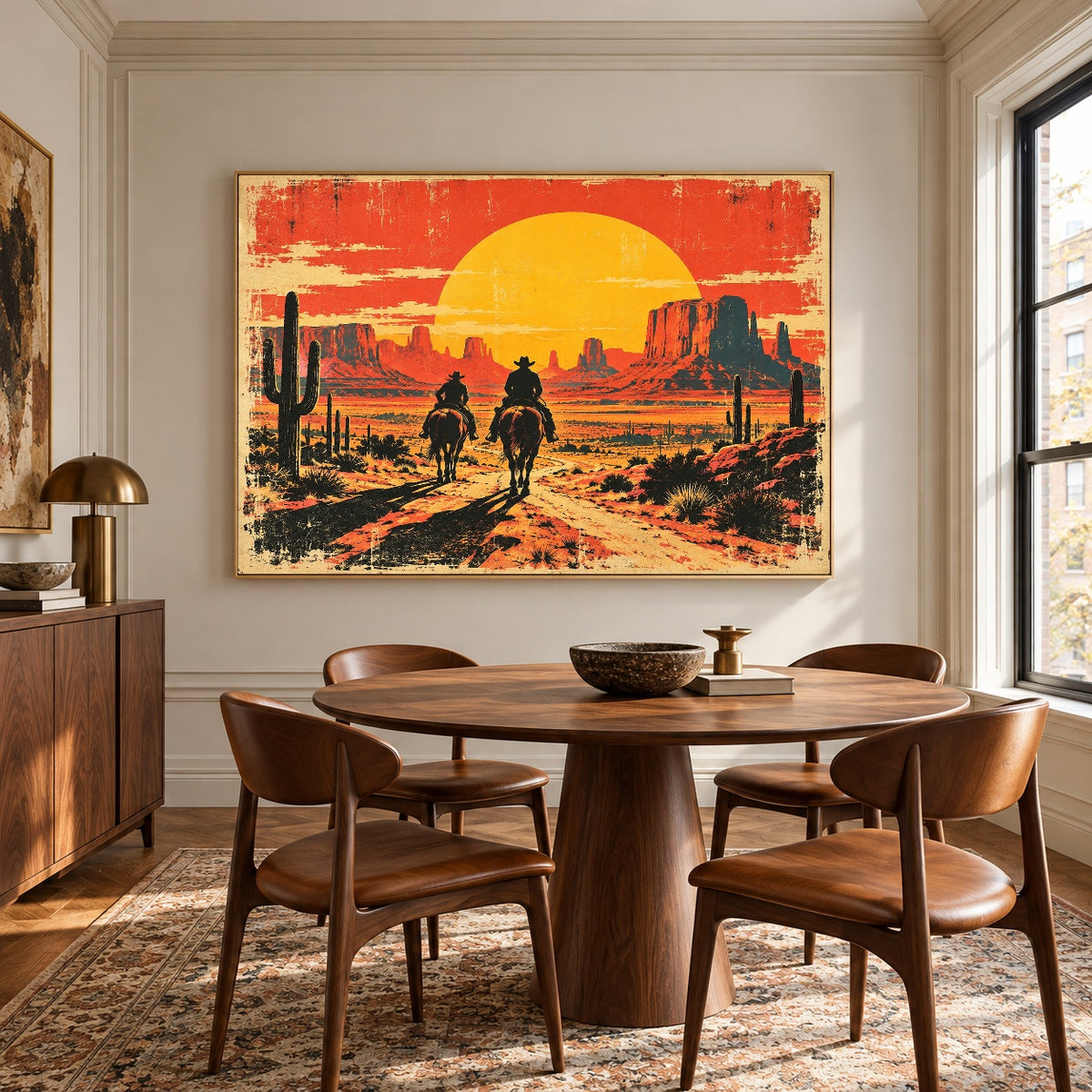 Where Sunset Leads - round table dining - western landscapes art painting