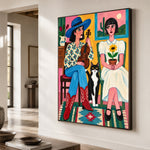 A Song Between Friends - oblique close view - western pop art painting