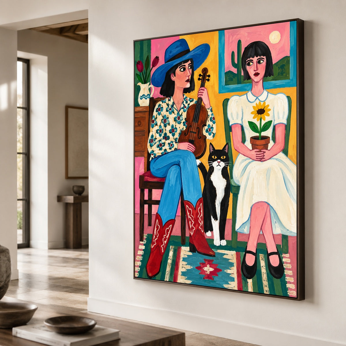 A Song Between Friends - oblique close view - western pop art painting