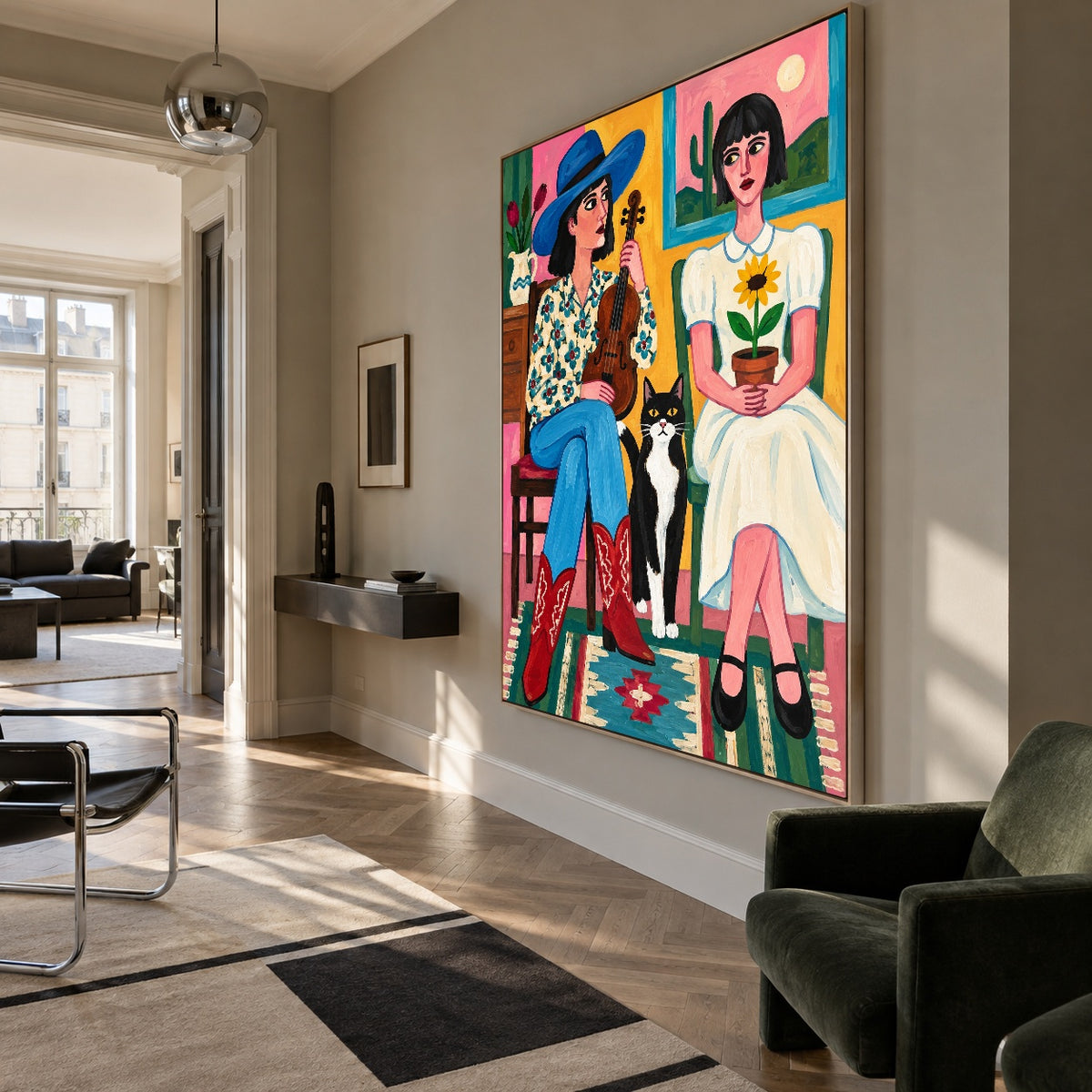A Song Between Friends - modern living room - western pop art painting
