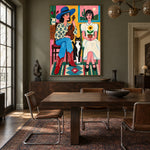 A Song Between Friends - wood dining room - western pop art painting