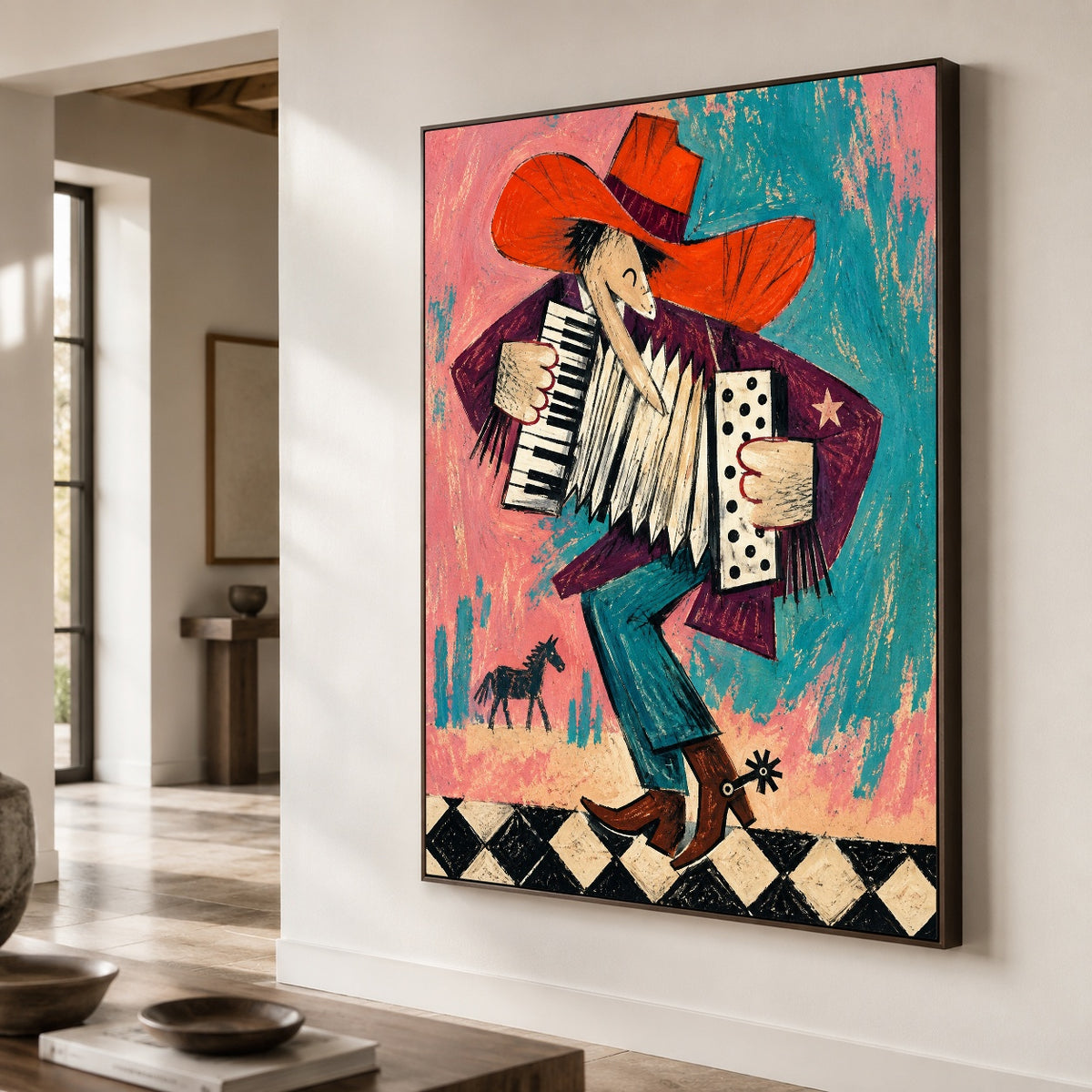 Accordion Afterglow - oblique close view - western pop art painting