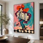 Accordion Afterglow - dining room close - western pop art painting