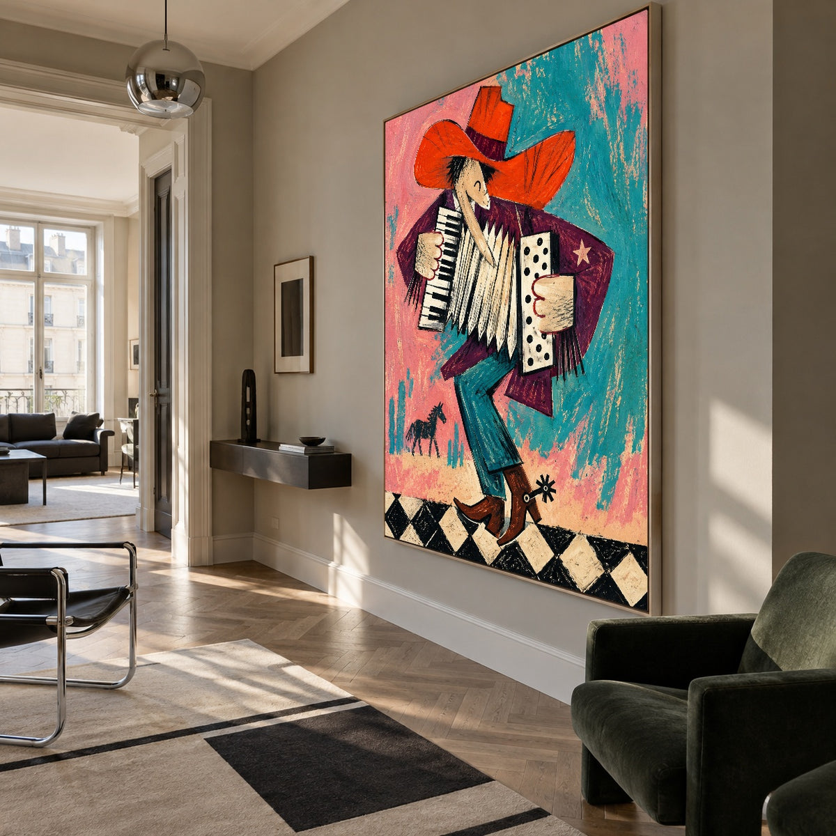 Accordion Afterglow - modern living room - western pop art painting
