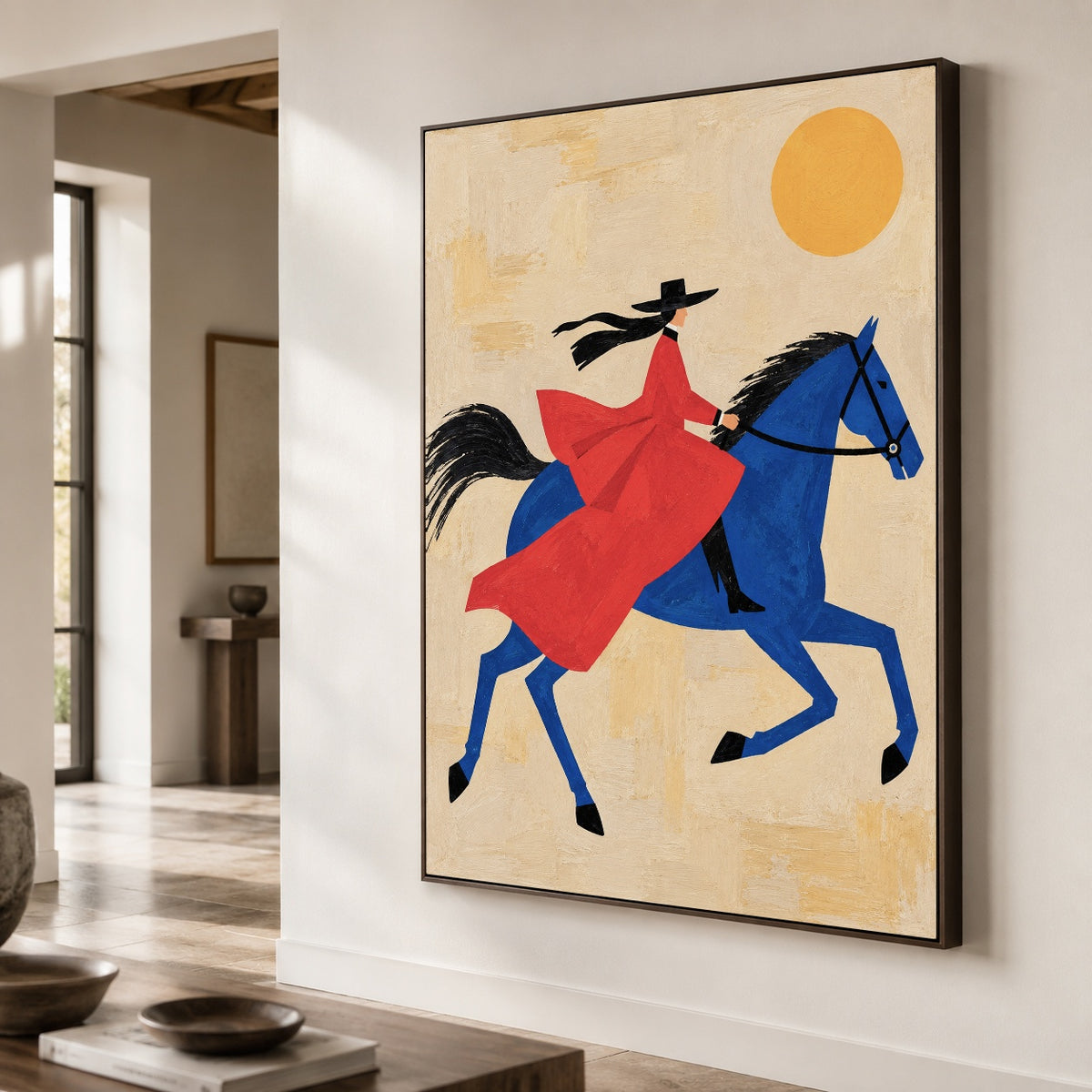 Blue Horse Ballad - oblique close view - western pop art painting