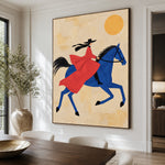 Blue Horse Ballad - dining room close - western pop art painting