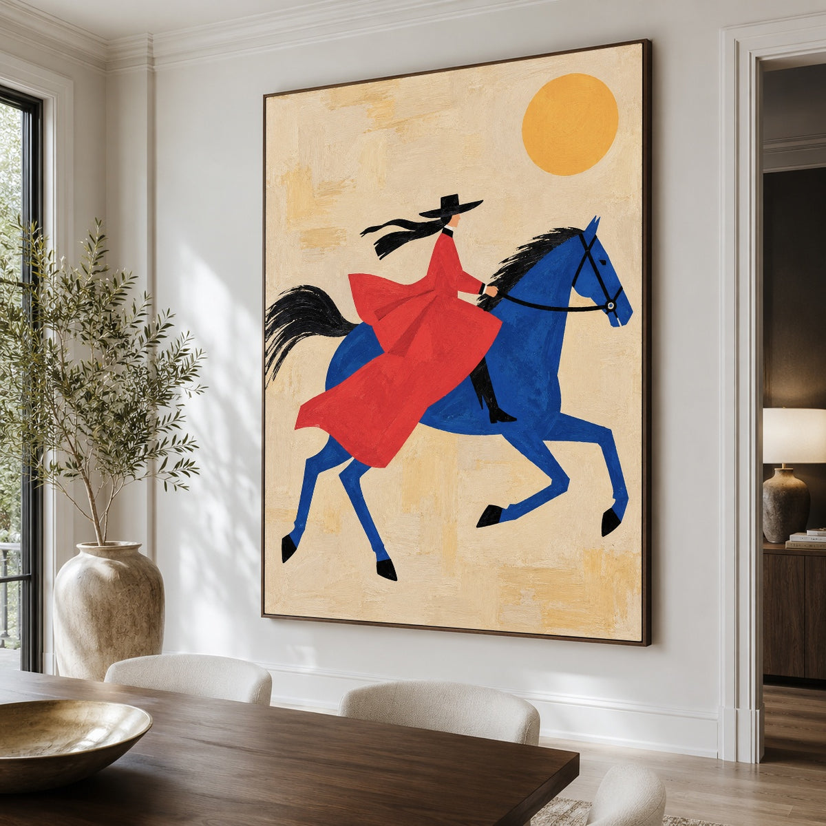 Blue Horse Ballad - dining room close - western pop art painting