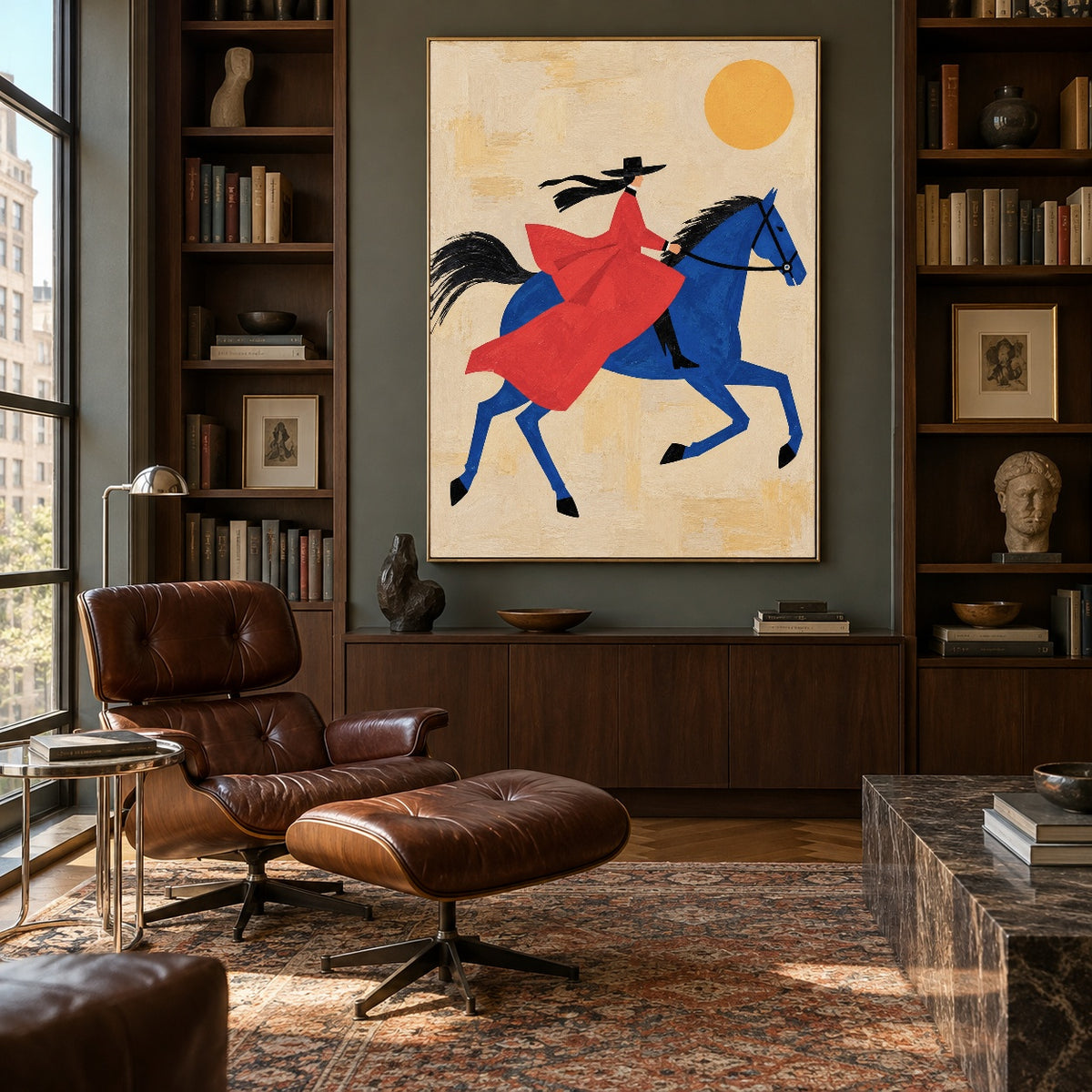 Blue Horse Ballad - library lounge - western pop art painting