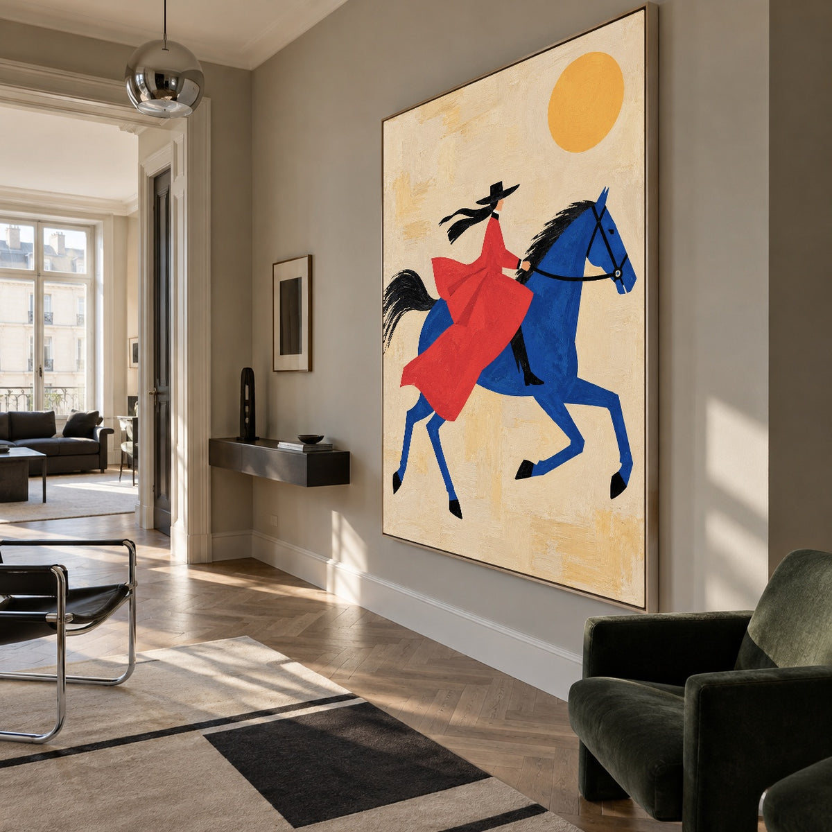 Blue Horse Ballad - modern living room - western pop art painting