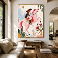 Blush Horizon Rider - living room hero - western pop art painting