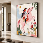 Blush Horizon Rider - oblique close view - western pop art painting