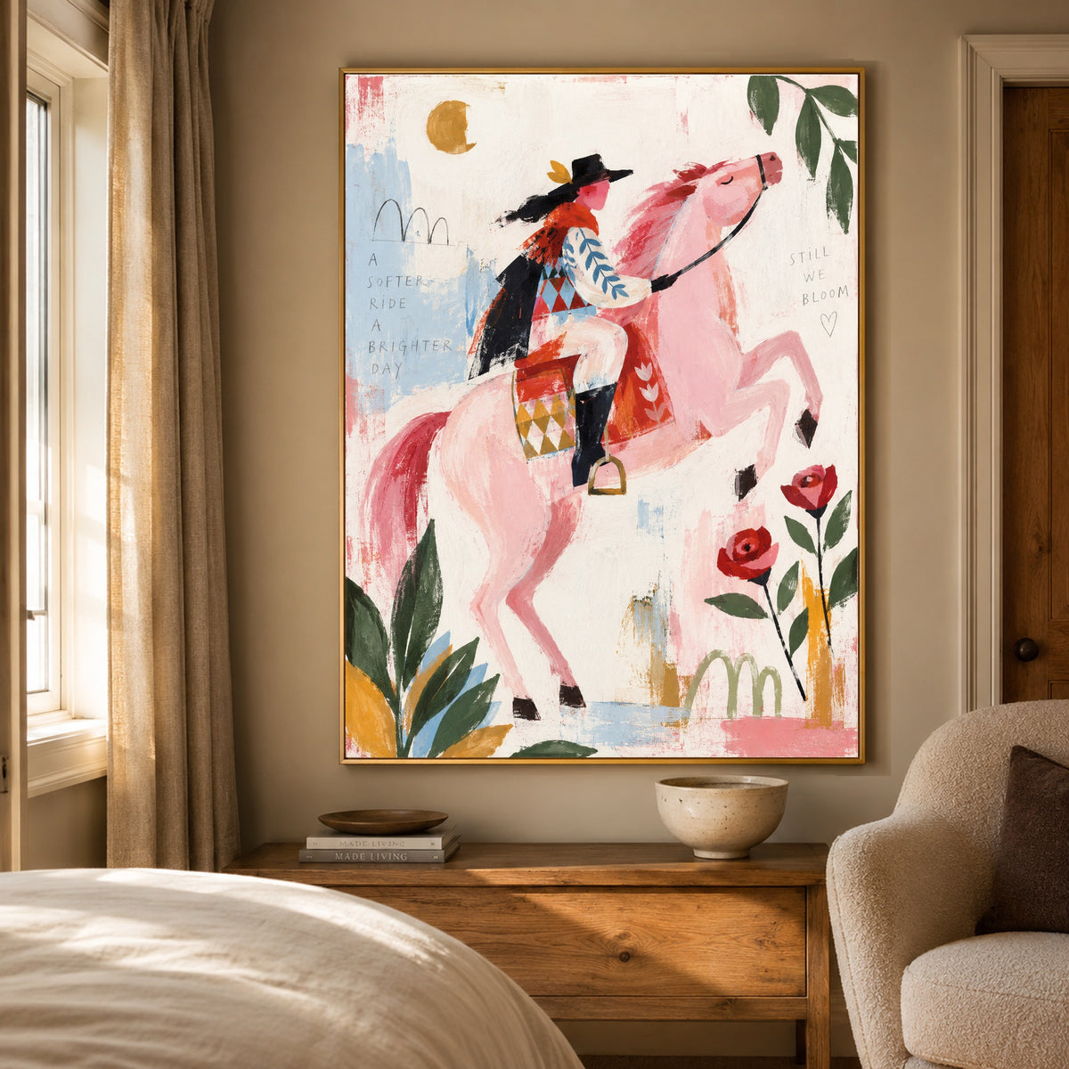 Blush Horizon Rider - bedroom - western pop art painting