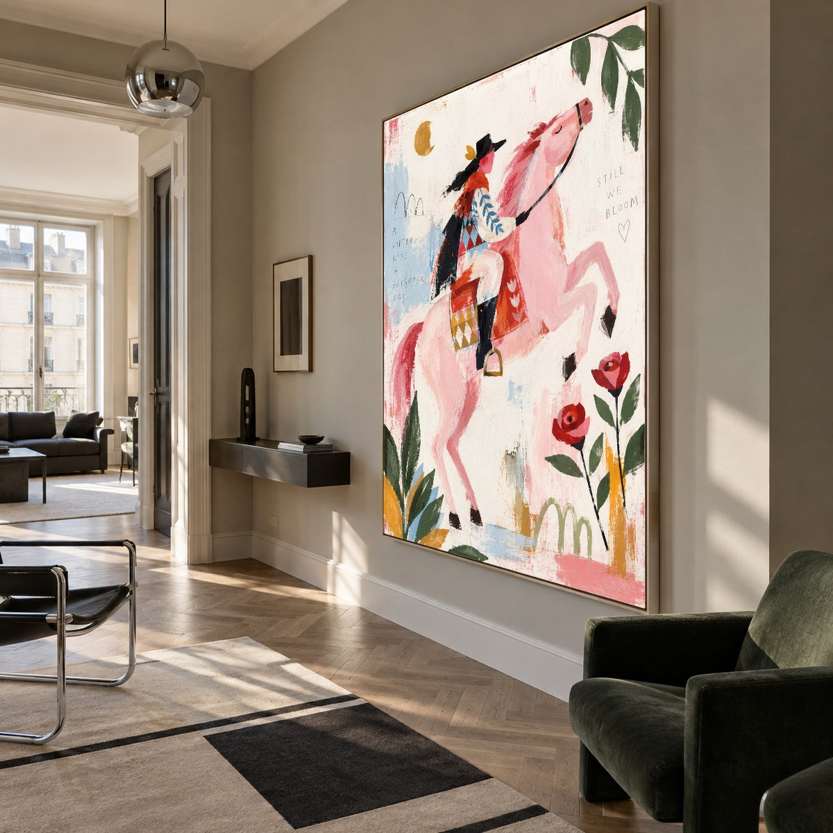 Blush Horizon Rider - modern living room - western pop art painting