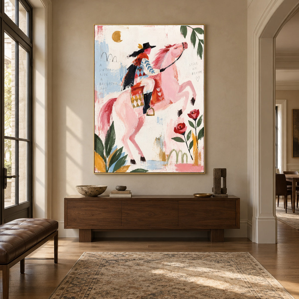 Blush Horizon Rider - entryway - western pop art painting