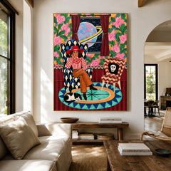 Cosmic Cowgirl Reverie - living room hero - western pop art painting