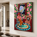 Cosmic Cowgirl Reverie - oblique close view - western pop art painting