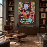 Cosmic Cowgirl Reverie - library lounge - western pop art painting