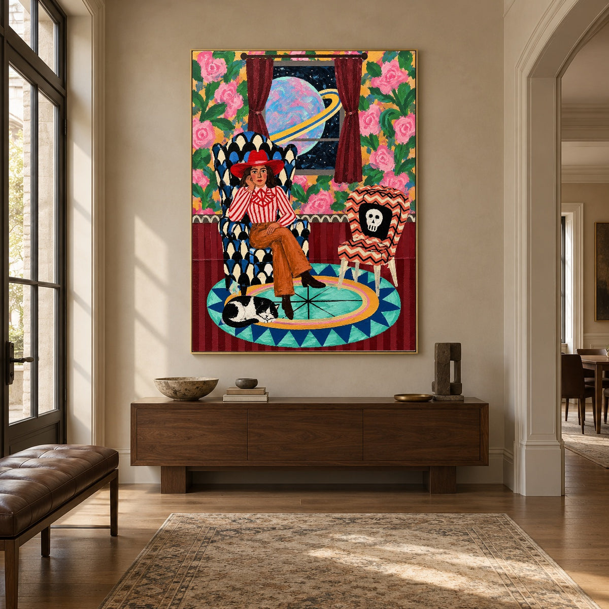 Cosmic Cowgirl Reverie - entryway - western pop art painting