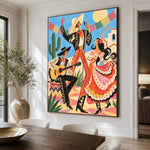 Courtyard Carnival - dining room close - western pop art painting