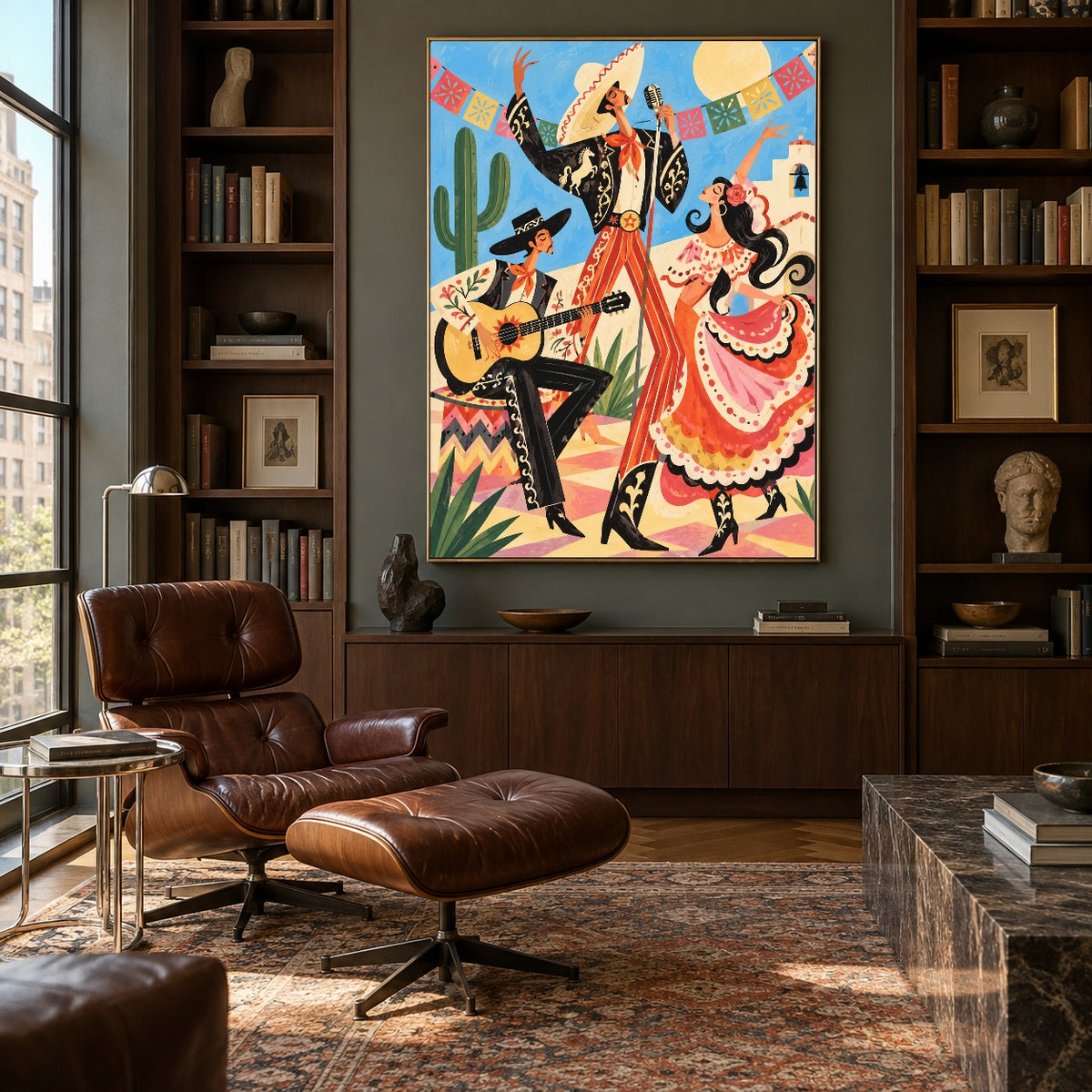 Courtyard Carnival - library lounge - western pop art painting