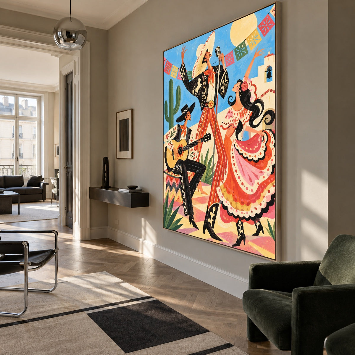Courtyard Carnival - modern living room - western pop art painting
