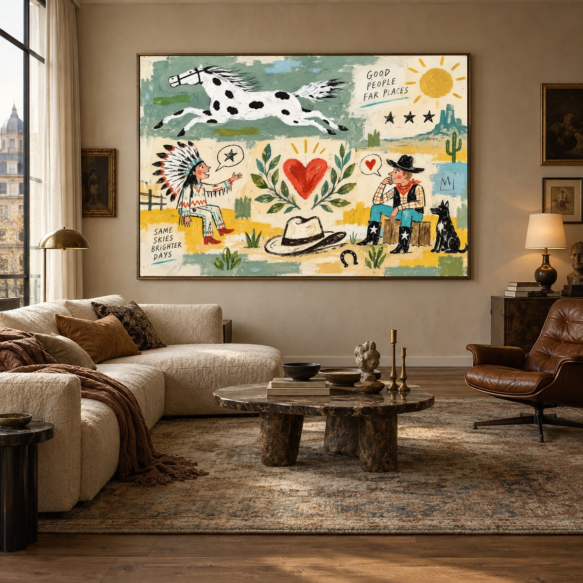 Cowboy Heart Almanac - living room hero - western pop art painting