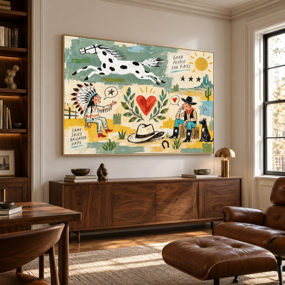 Cowboy Heart Almanac - library lounge - western pop art painting