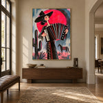 Crimson Accordion Waltz - entryway - western pop art painting
