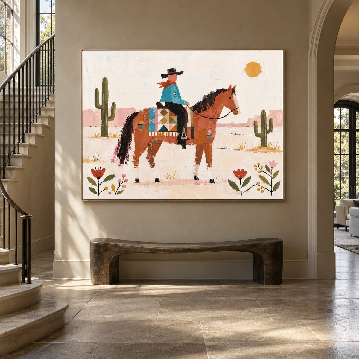 Desert Keepsake - staircase entry - western pop art painting