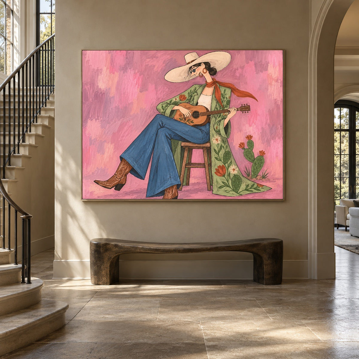 Desert Love Song - staircase entry - western pop art painting