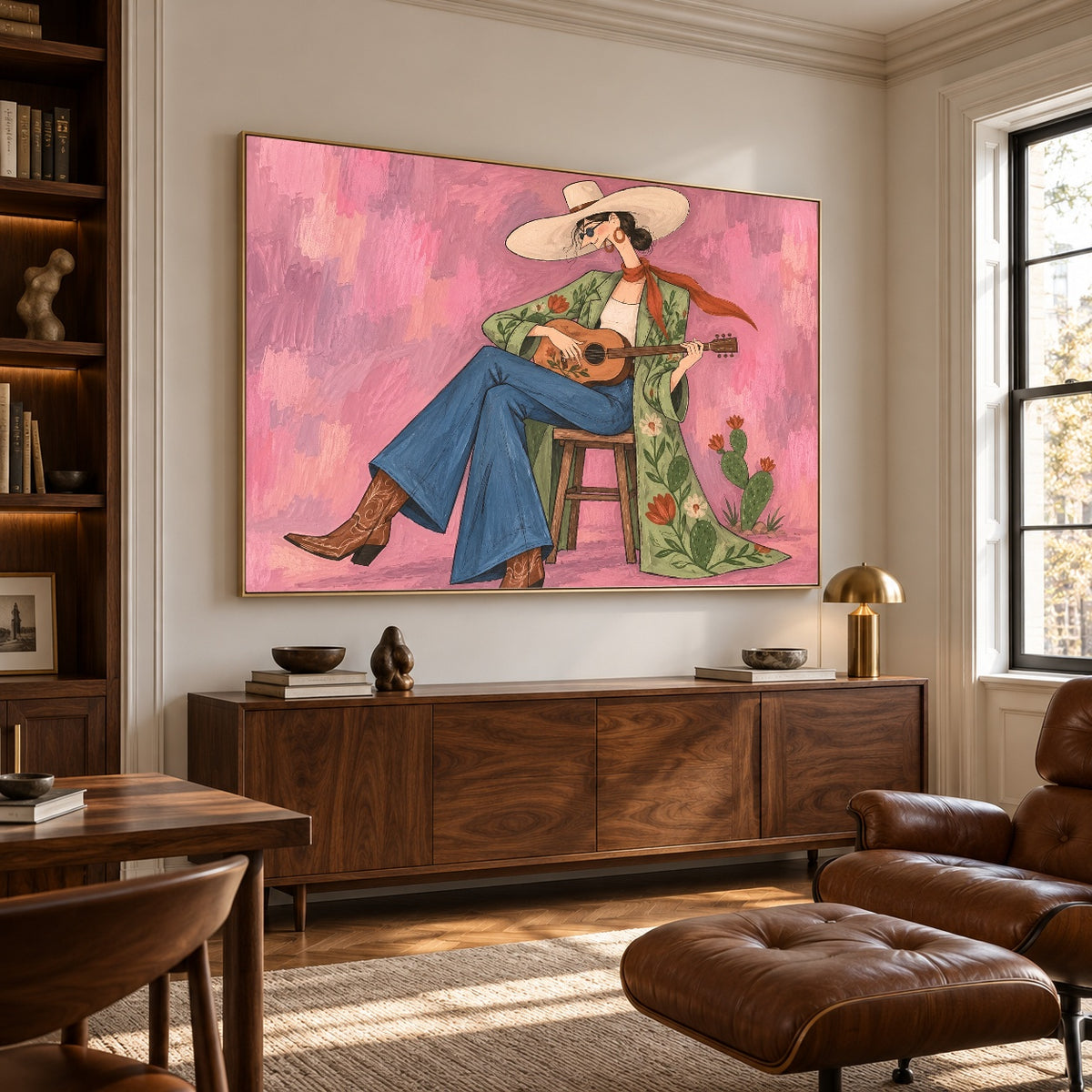 Desert Love Song - library lounge - western pop art painting