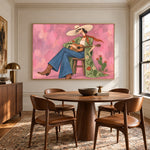 Desert Love Song - round table dining - western pop art painting