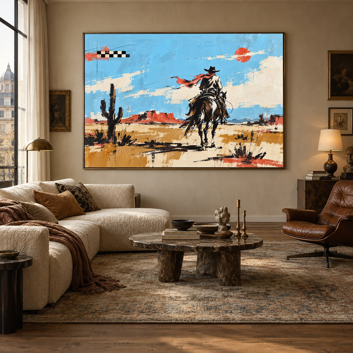Dust and Daylight - living room hero - western pop art painting
