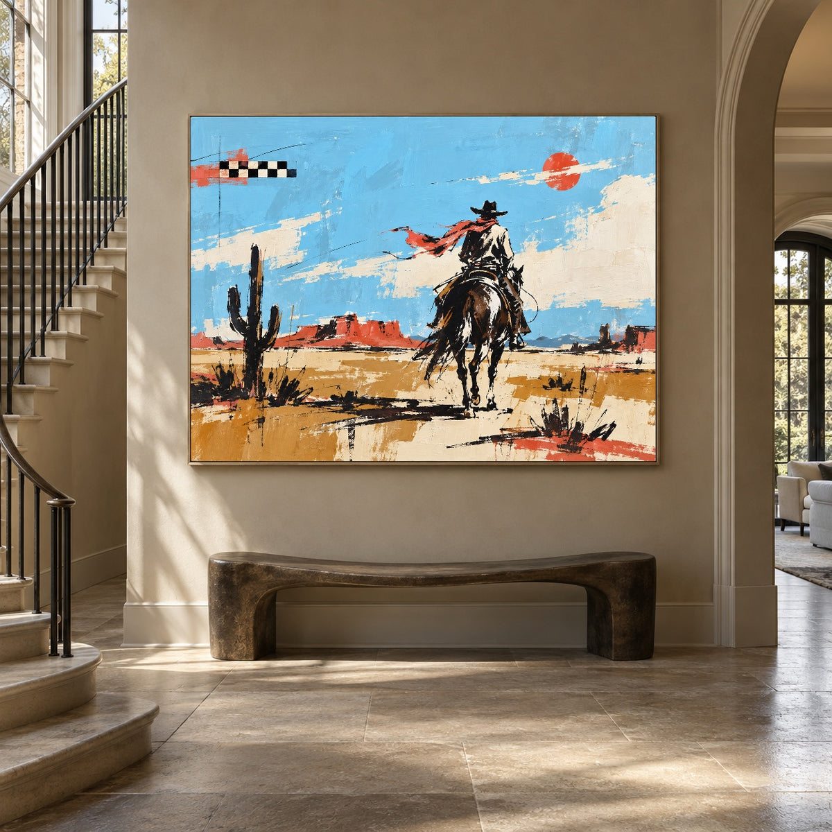Dust and Daylight - staircase entry - western pop art painting