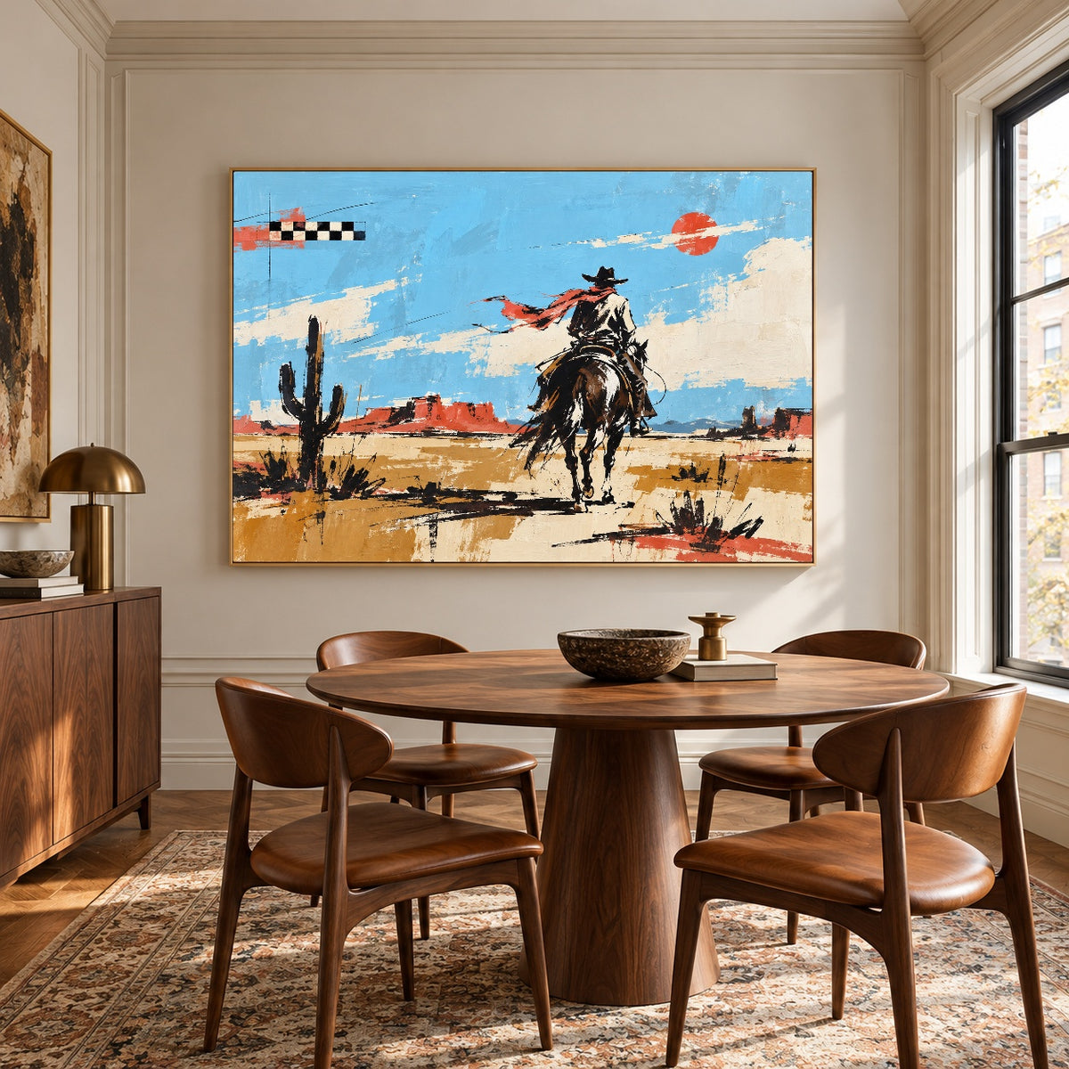 Dust and Daylight - round table dining - western pop art painting