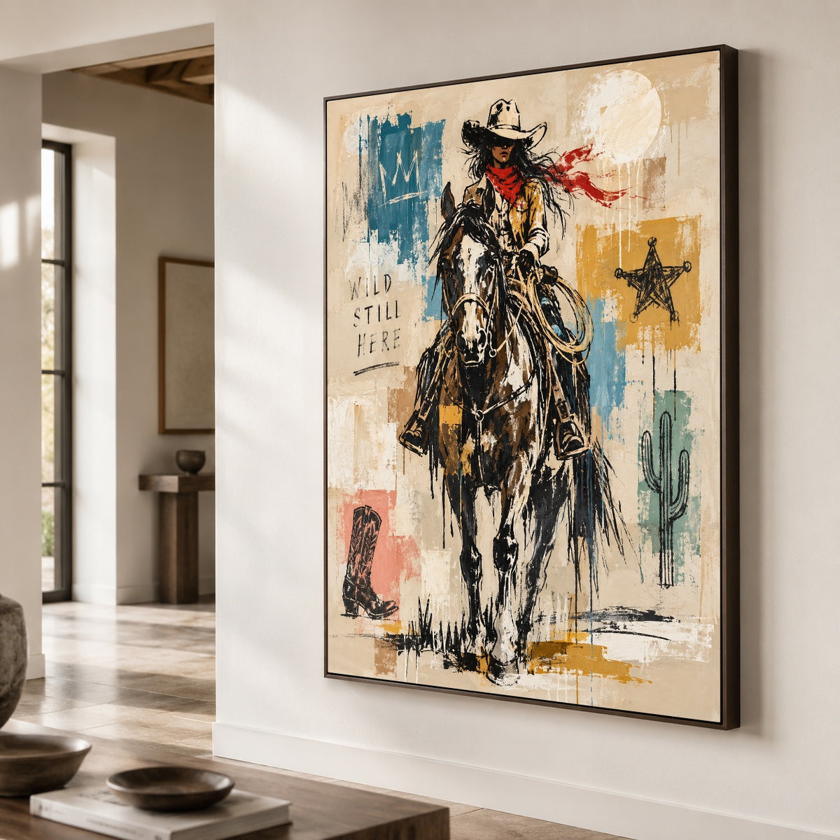 Dustborn Resolve - oblique close view - western pop art painting