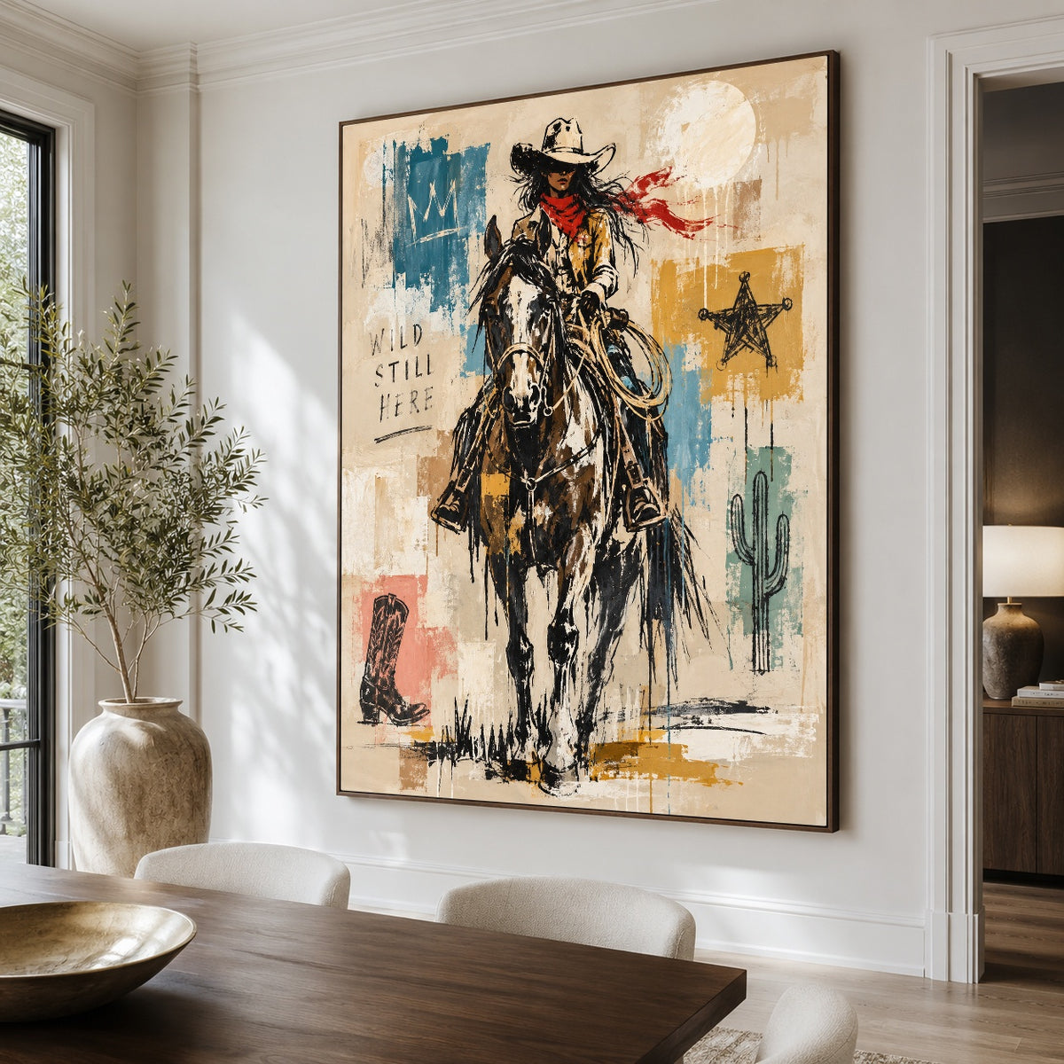 Dustborn Resolve - dining room close - western pop art painting