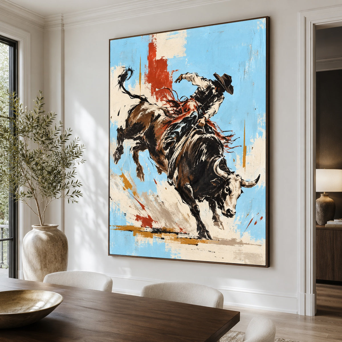 Eight Seconds of Sky - dining room close - western pop art painting